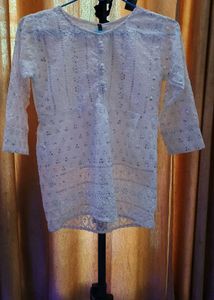 White Chikankari Short Kurti Brand New@lowestprice