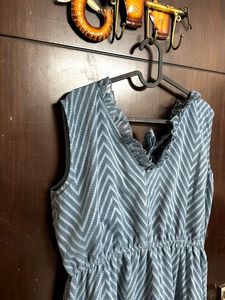 Blue Chevron Midi Dress