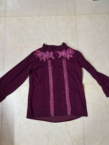 Elegant Purple Floral Blouse