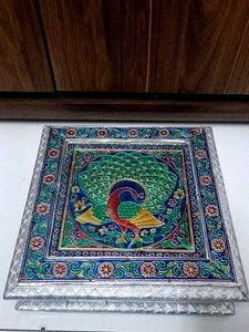 Silver Coated Peacock Themed Multipurpose Box