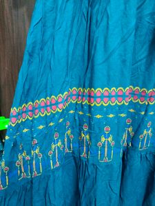 Festives Embroidered Teal Midi Dress