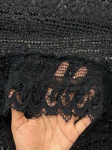 Black Knitted Lace Top