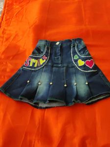 4 To 5 Years Girl Cute Denim Skirt