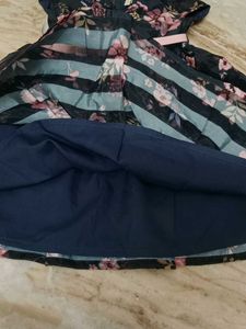 Pantaloons Nevy Blue Pink Floral Frock With Belt.