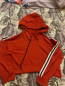Red Hoodie Crop Top
