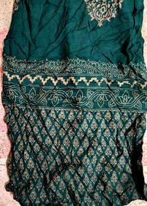 Dark Green Printed Kurta with Matching Palazzo