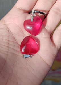 Red Heart Glass Pendant With Black Cord