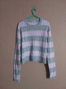 Striped Knit Pullover Sweater