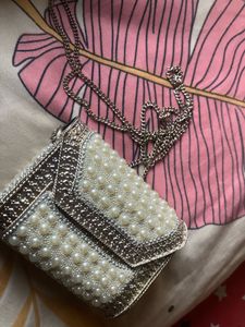 Elegant Pearl Embellished Clutch