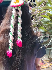 Crochet Flower Hair Accessory Gajra
