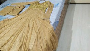 Golden Anarkali Kurta Set
