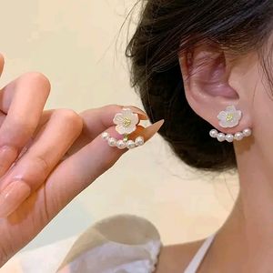 White Pearl &amp; Flower Earrings For Women
