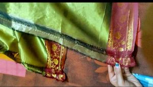 Olive Green Embroidery Work Saree
