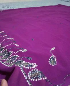 Purple handwork saree