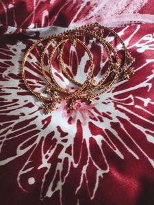 Gold Beaded Bangle Set Of 4