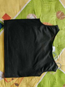 Sleek Black Sleeveless Cord Set