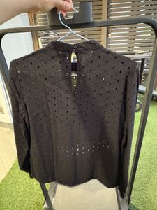 PIECES Black Ruffle Blouse
