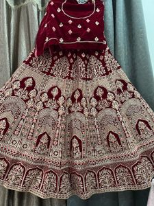 Maroon Velvet Lehenga Choli Set
