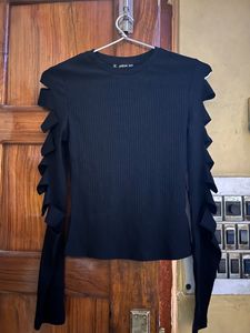 Shein Brand New Sleeve Cut Design Black Top