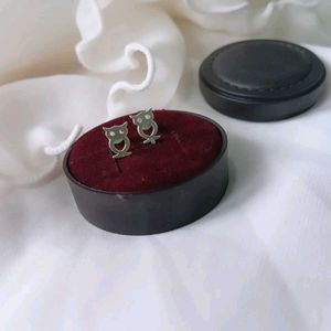 Pure Silver Owl Stud
