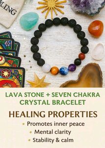 Lava Stone & Chakra Crystal Bracelet