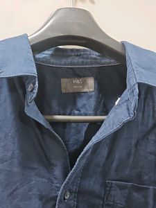 Half Sleeve Navy Blue Cotton Shirt