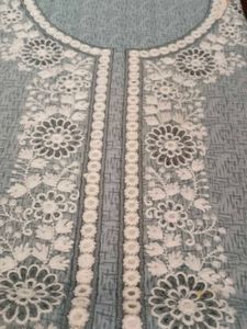 Cotton Embroidered Round Neck,Bottom Plain