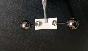 Stylish Dual Ball Statement Earrings – Used, Good