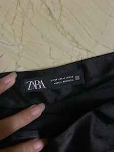 Black Slit Satin Skirt