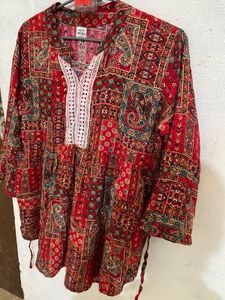 Boho Print Red Short Kurti