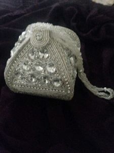 Beaded Silver Pouch
