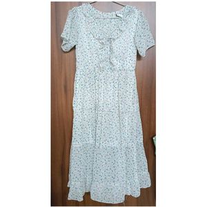 White Floral Print Dress