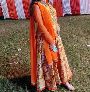 Ethnic Gown Dress with Pant And A Chunni