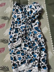 Blue Floral Lace Trimmed Top