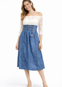 Denim Corset Midi Dress