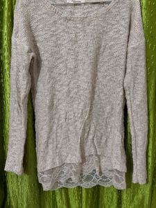 Lace Trim Knit Sweater