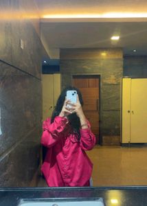 Elegant Red Satin Button-Down Shirt