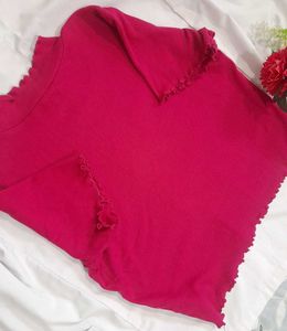 Pink Ruffle Crop Top