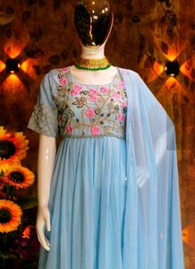🆕 Designer Watery Blue Partywear 3 Piece Set 🌼😍