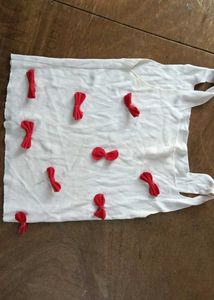 White Tee with Red Bows
