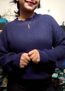 Balloon Sleeve Purple Sweater