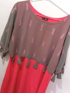 Rose Pink Kurta With Tassles