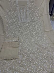 New Moonga Silk Lucknow Chickankari Suit