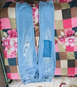 Distressed Jeans with Patch