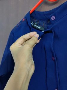 Blue Lace Detail Blouse