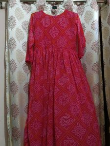 Pink Printed Anarkali  💕