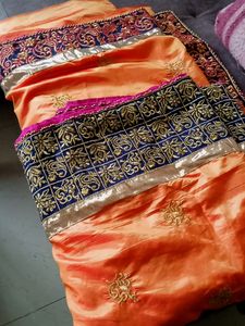 Satin Silk Saree With Woven Border_shimmering