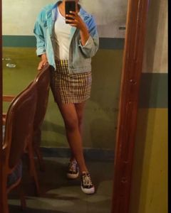 Checks Mini Skirt With A Slit