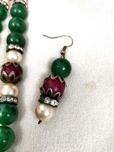 Beaded Necklace and Earrings Set