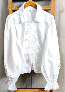 Elegant White Eyelet Blouse Size-36-38